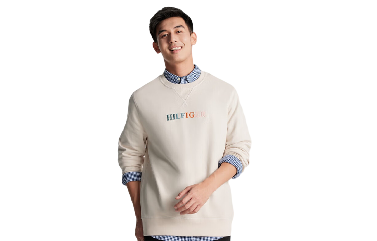 Calvin Klein Embroidered Logo Crewneck Sweatshirt Men’s Off-White 78J8846-8P0