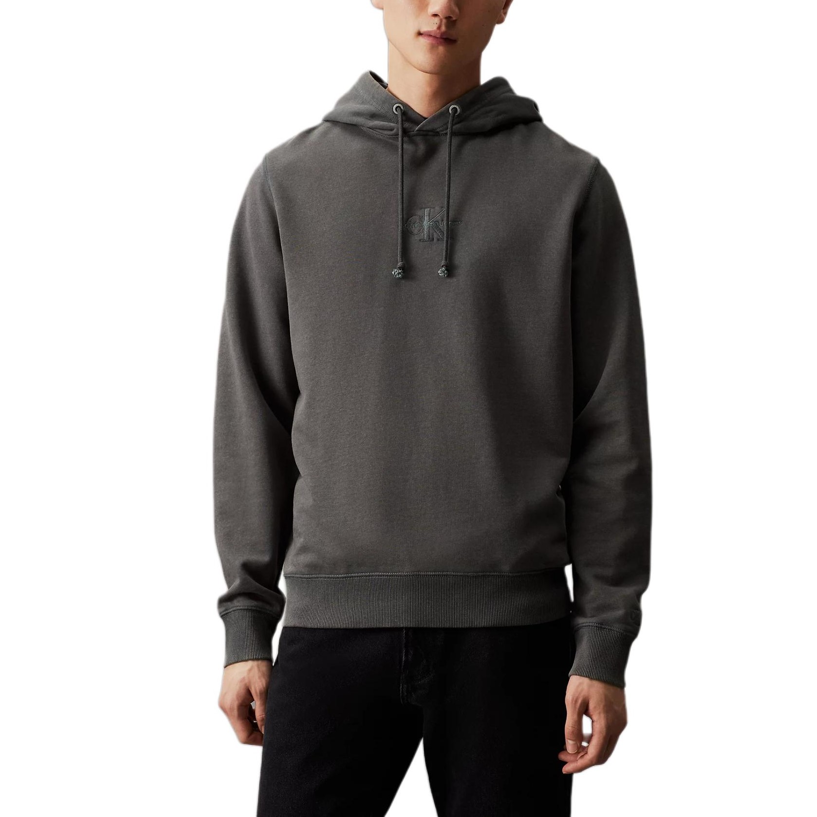 Calvin Klein Embroidered Logo Hoodie Washed Black ( European Fit) J30J325633-PT2