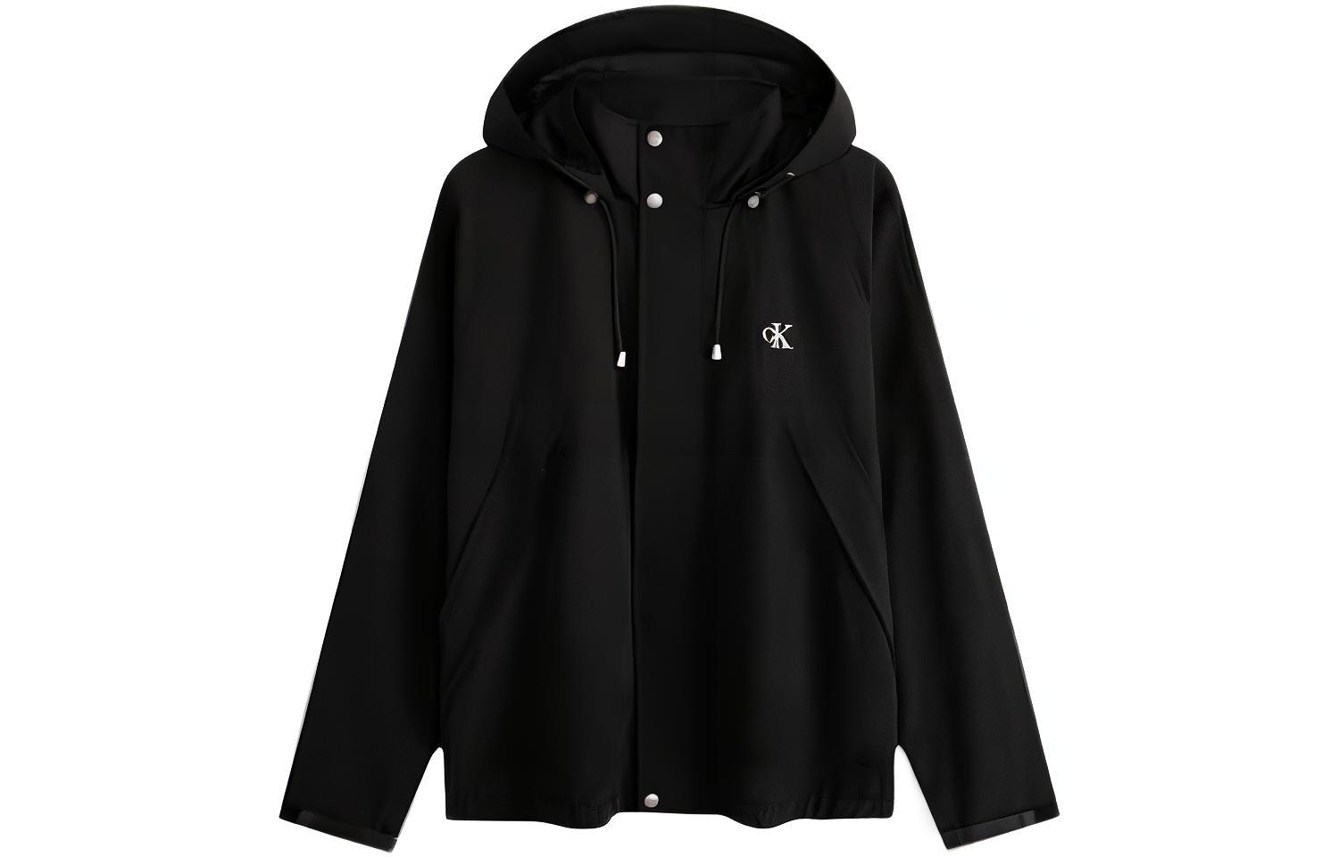Order Chaqueta Minimalista con Capucha Calvin Klein Logo Bordado Cielo Negro J324800