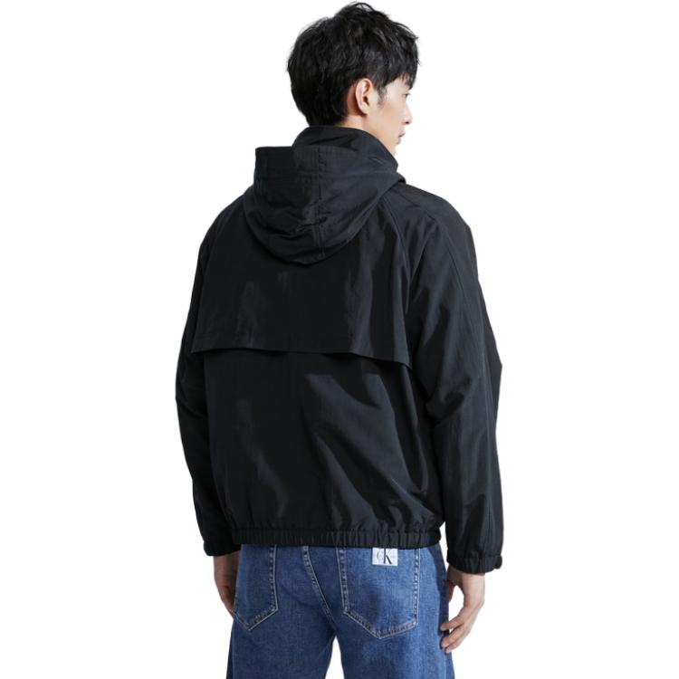 Shop Chaqueta Minimalista con Capucha Calvin Klein Logo Bordado Cielo Negro J324800