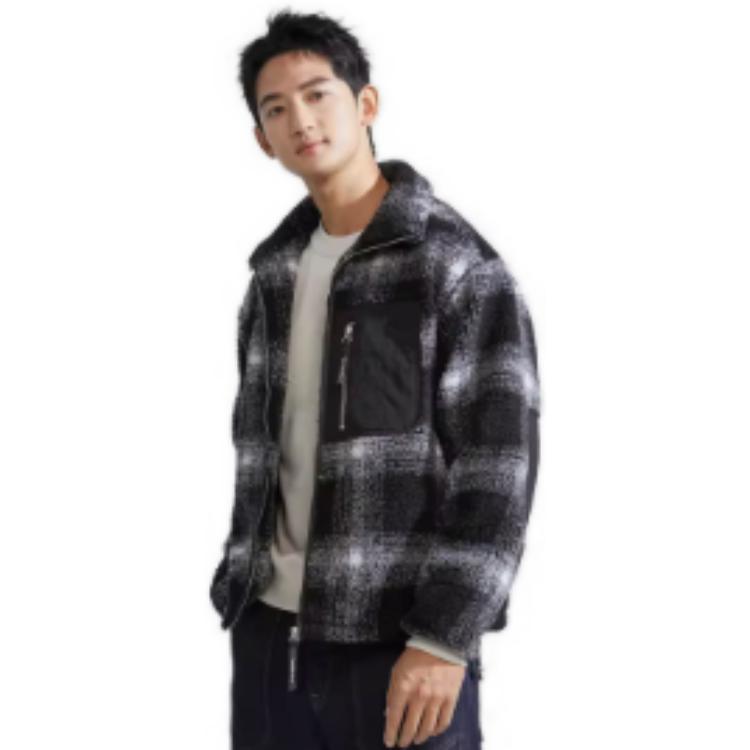 Calvin Klein Fall/Winter Fleece Zip Jacket Unisex in Space Black Plaid. J400334 圖 3