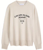 Calvin Klein Fashion Colorblock Logo Crewneck Sweatshirt Cream J323921 Calvin Klein Fashion Colorblock Logo Crewneck Sweatshirt Cream J323921