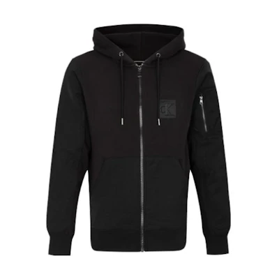 Calvin Klein Fleece-Lined Logo Zip-Up Hoodie Black ZM02091