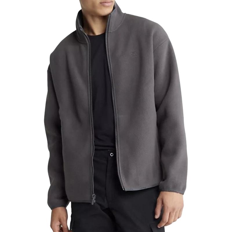 Calvin Klein Fleece Zip-Up Jacket - Solid Casual Comfort in Dark Gray 81QP405-021