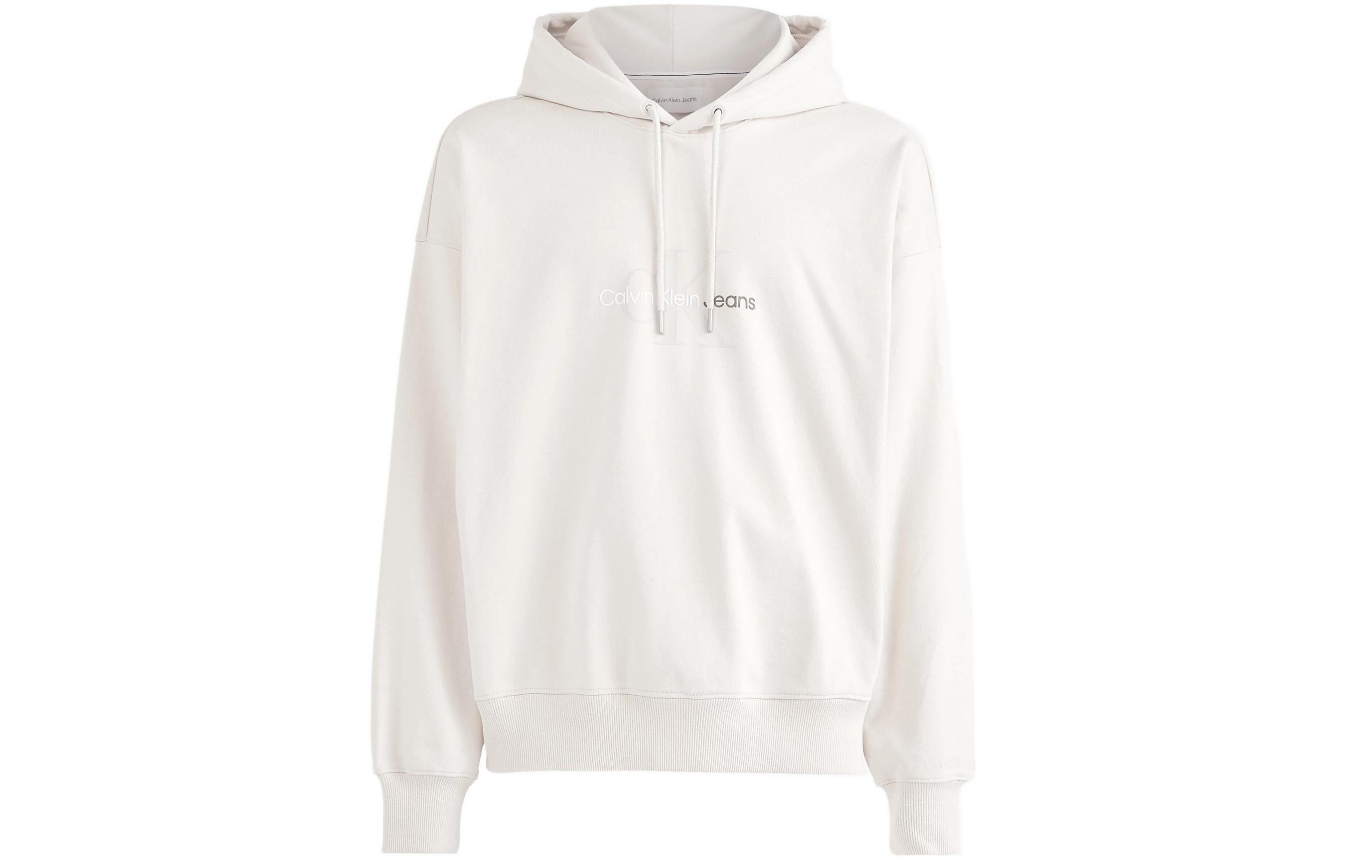 Calvin Klein FW22 Beige Hoodie with Logo Print for Men J30J321543-ACF