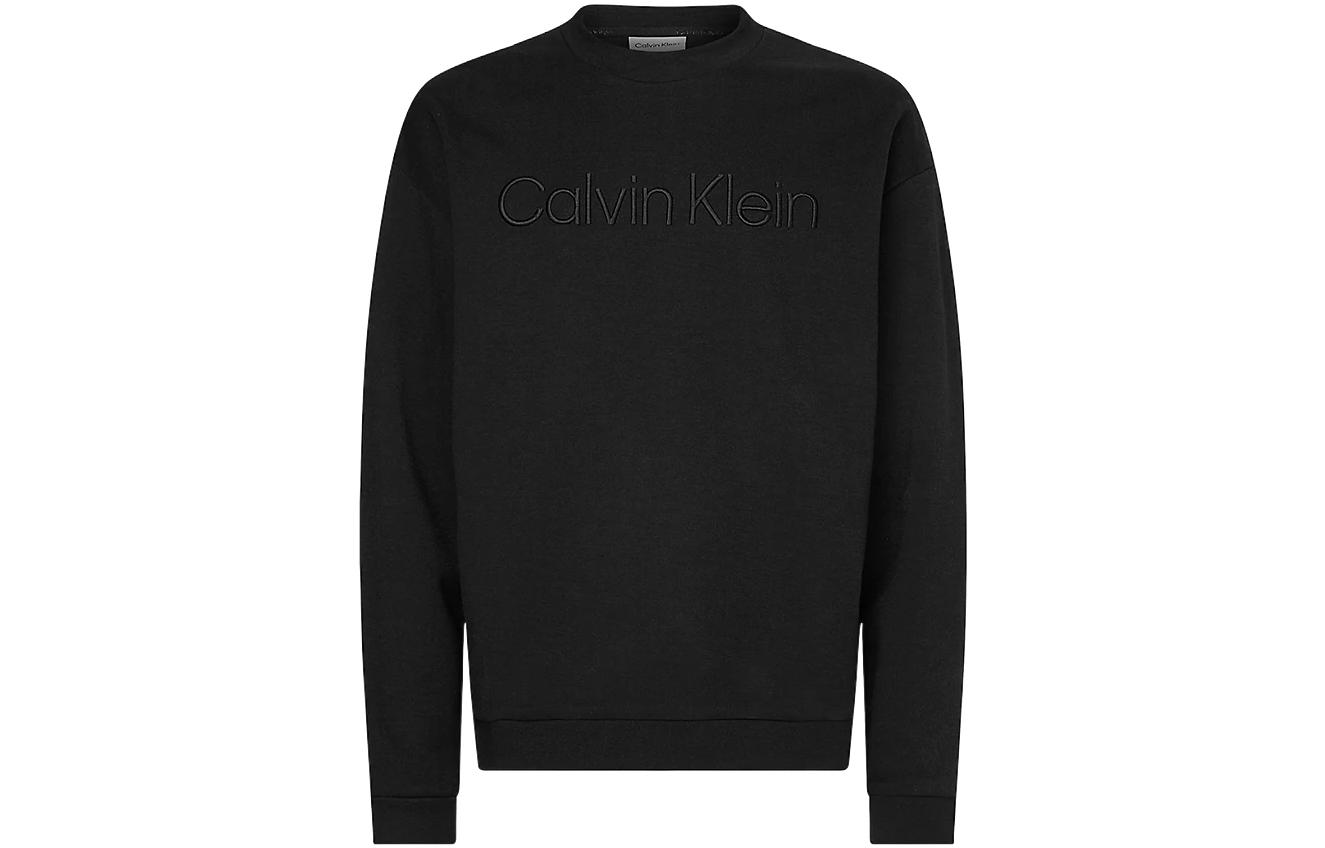 Calvin Klein FW22 Black Embroidered Crewneck Sweatshirt Mens Casual Pullover K10K109699-BEH