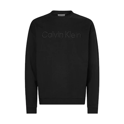 Calvin Klein FW22 Black Embroidered Crewneck Sweatshirt Mens Casual Pullover K10K109699-BEH