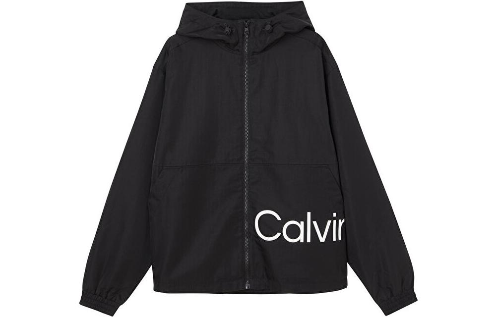 Calvin Klein FW22 Black Hooded Jacket with Letter Print J30J320925BEH