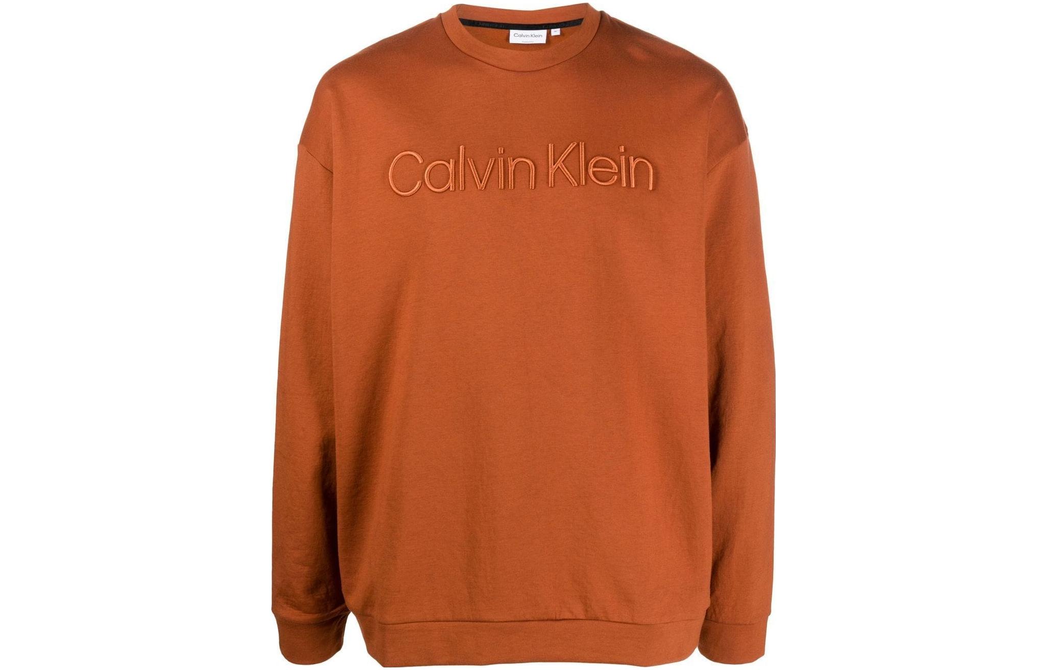 Calvin Klein FW22 Caramel Brown Embroidered Crewneck Sweatshirt K10K109699-GPC