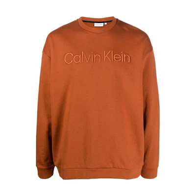 Calvin Klein FW22 Caramel Brown Embroidered Crewneck Sweatshirt K10K109699-GPC