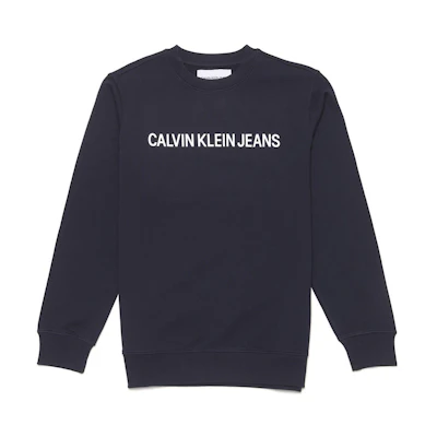 Calvin Klein FW22 Letter Print Crewneck Pullover Sweatshirt Blue () J30J307757-402