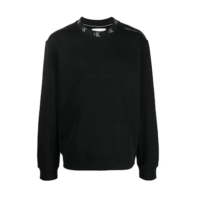 CALVIN KLEIN FW22 Logo Crewneck Pullover Sweatshirt Black J30J321901-BEH