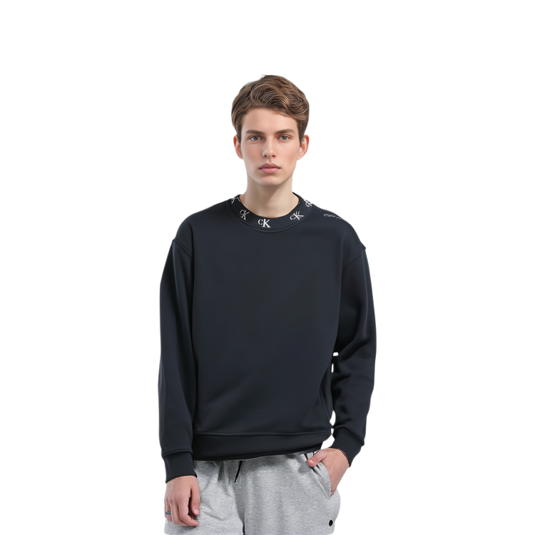 Shop カルバン クライン FW22 ロゴ クルーネック プルオーバー スウェットシャツ ブラック J30J321901-BEH