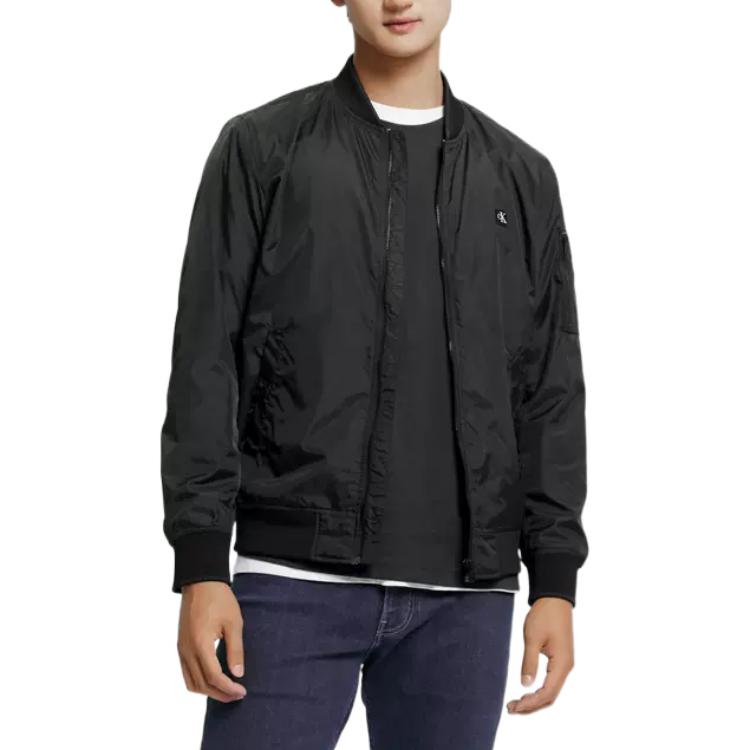 Shop Chaqueta Bomber Negra Calvin Klein FW22 con Logo Bordado y Cremallera (Ajuste). J320778-BEH