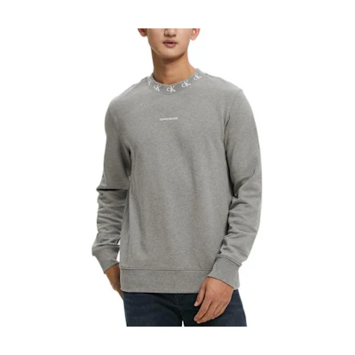 Calvin Klein FW22 Logo Jacquard Crewneck Pullover Sweatshirt Men’s Grey ZM02080-P7D