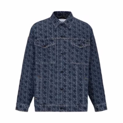 CALVIN KLEIN FW22 Logo Print Denim Jacket Long Sleeve Men’s Deep Blue J322251-1BJ