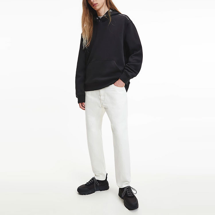 CALVIN KLEIN FW22 Solid Logo Embroidered Unisex Hoodie Black J30J321883-BEH 圖 3