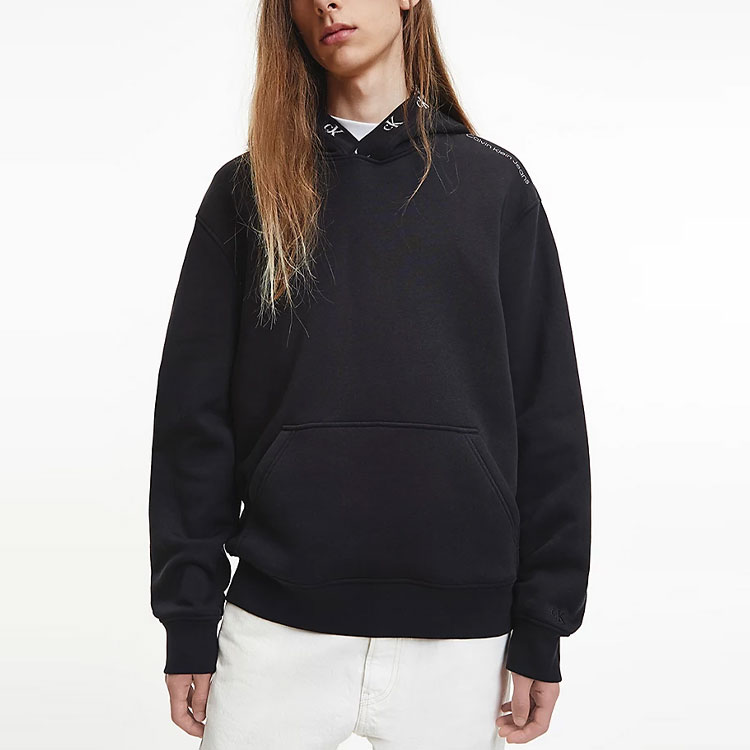 CALVIN KLEIN FW22 Solid Logo Embroidered Unisex Hoodie Black J30J321883-BEH 圖 6