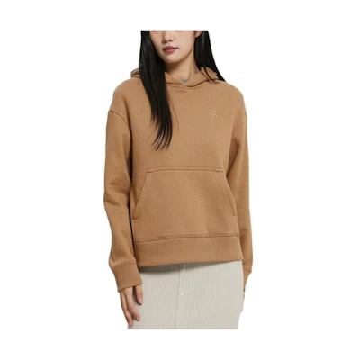 Calvin Klein FW22 Unisex Solid Logo Pocket Hoodie Brown 40WH100-HMS