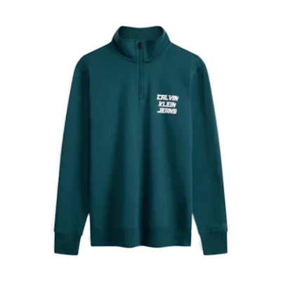 Calvin Klein FW23 Alphabet Print Cotton Long-Sleeve Sweatshirt Green J324794