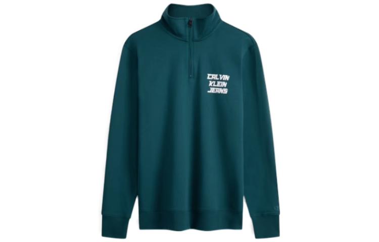 Order Calvin Klein FW23 Sweater Lengan Panjang Hijau Motif Alphabet Cotton J324794