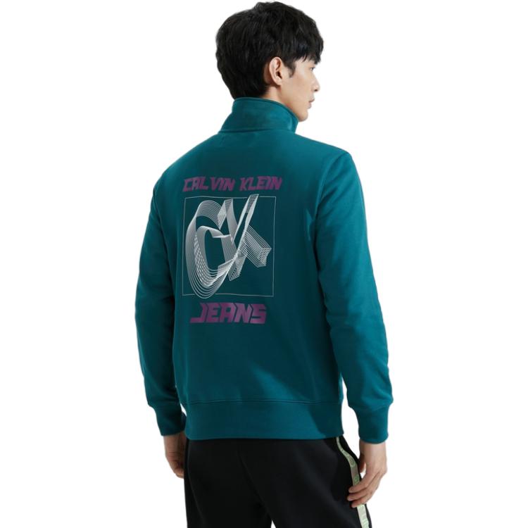 Shop Calvin Klein FW23 Sweater Lengan Panjang Hijau Motif Alphabet Cotton J324794