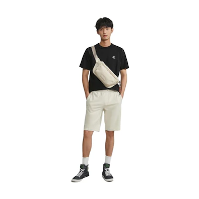 Calvin Klein FW23 Color Block Cotton Short Sleeve Sweatshirt Black () J323770
