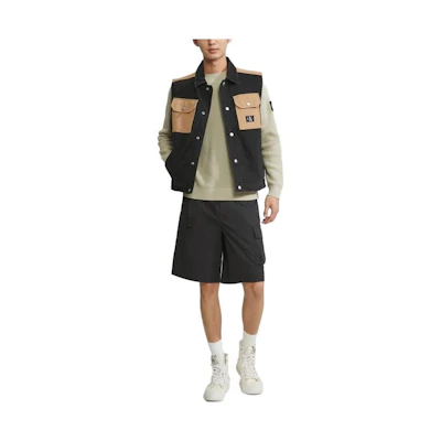 CALVIN KLEIN FW23 Colorblock Knit Vest Denim Black Unisex. J324449-1BY