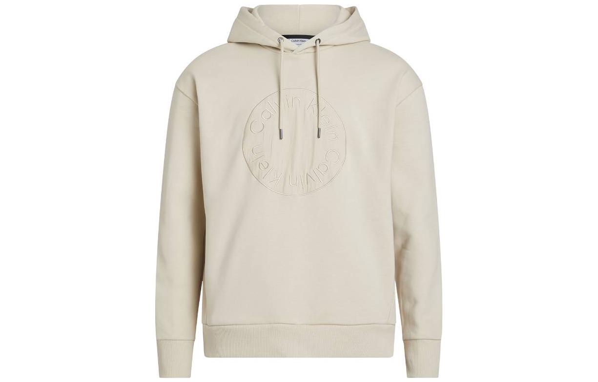 Calvin Klein FW23 Embroidered Badge Beige Hoodie Long Sleeve Casual Sweatshirt K10K111810-PB5