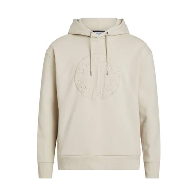 Calvin Klein FW23 Embroidered Badge Beige Hoodie Long Sleeve Casual Sweatshirt K10K111810-PB5