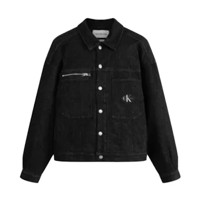 Calvin Klein FW23 Embroidered Logo Denim Jacket Unisex - Black Denim J400340