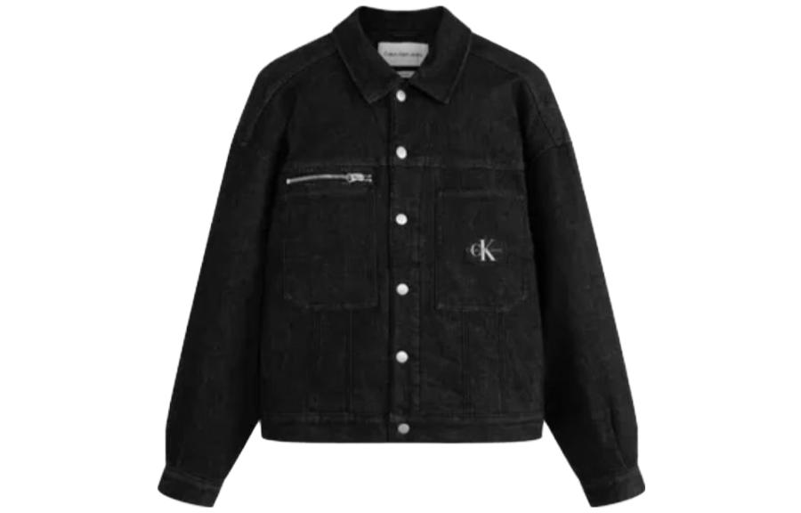 Calvin Klein FW23 Embroidered Logo Denim Jacket Unisex - Black Denim J400340 圖 2