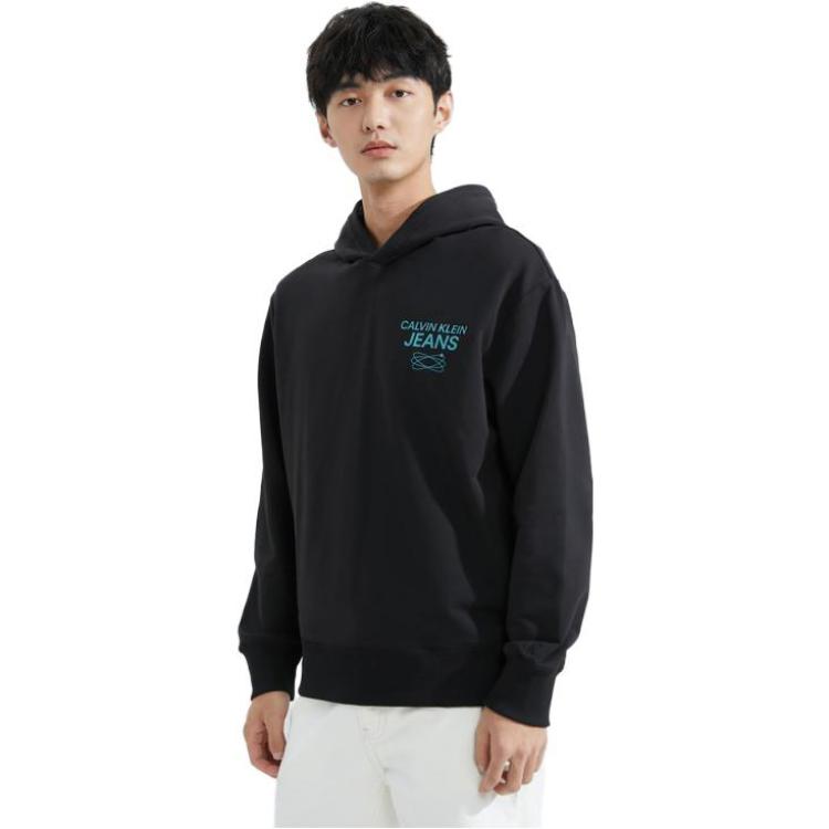 Shop Calvin Klein FW23 太空黑色套頭運動衫 J324473
