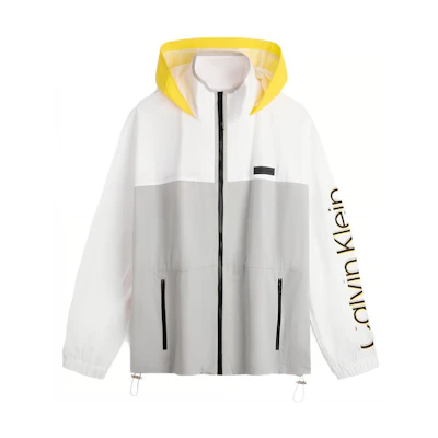 Calvin Klein FW23 Unisex Hoodie Zip Jacket Letter Print Moonlight White J400203-YAF