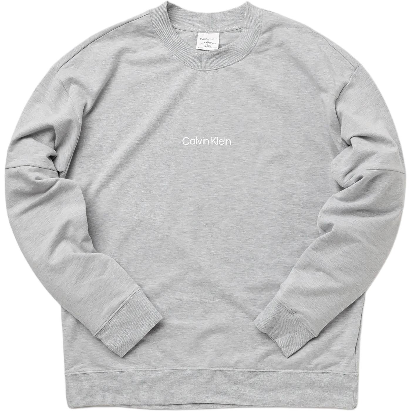 Calvin Klein Gray Crewneck Logo Slim-Fit Drop-Shoulder Long-Sleeve Sweatshirt 000NM2172EP7A