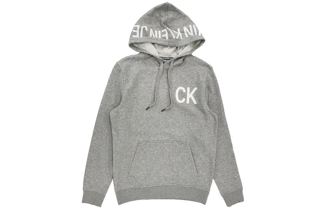 Calvin Klein Gray Hoodie with Chest Letter Print Long Sleeves 41Q9001-035