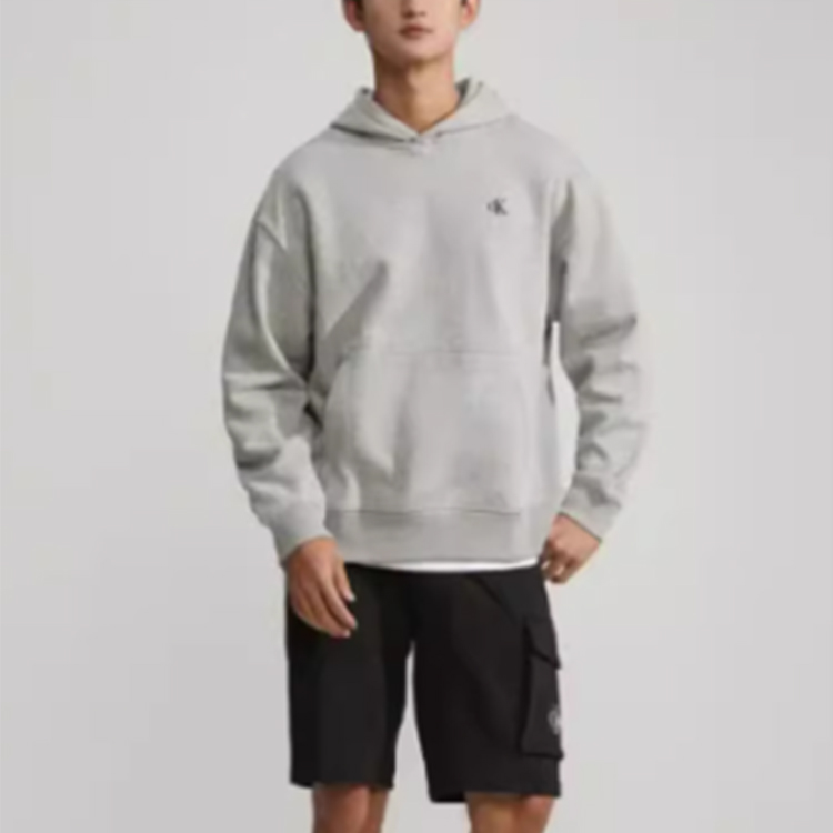 Details for Calvin Klein灰色刺绣抓绒连帽套头休闲毛衣 40HM256-032