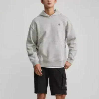 Calvin Klein灰色刺绣抓绒连帽套头休闲毛衣 40HM256-032 Details for Calvin Klein灰色刺绣抓绒连帽套头休闲毛衣 40HM256-032