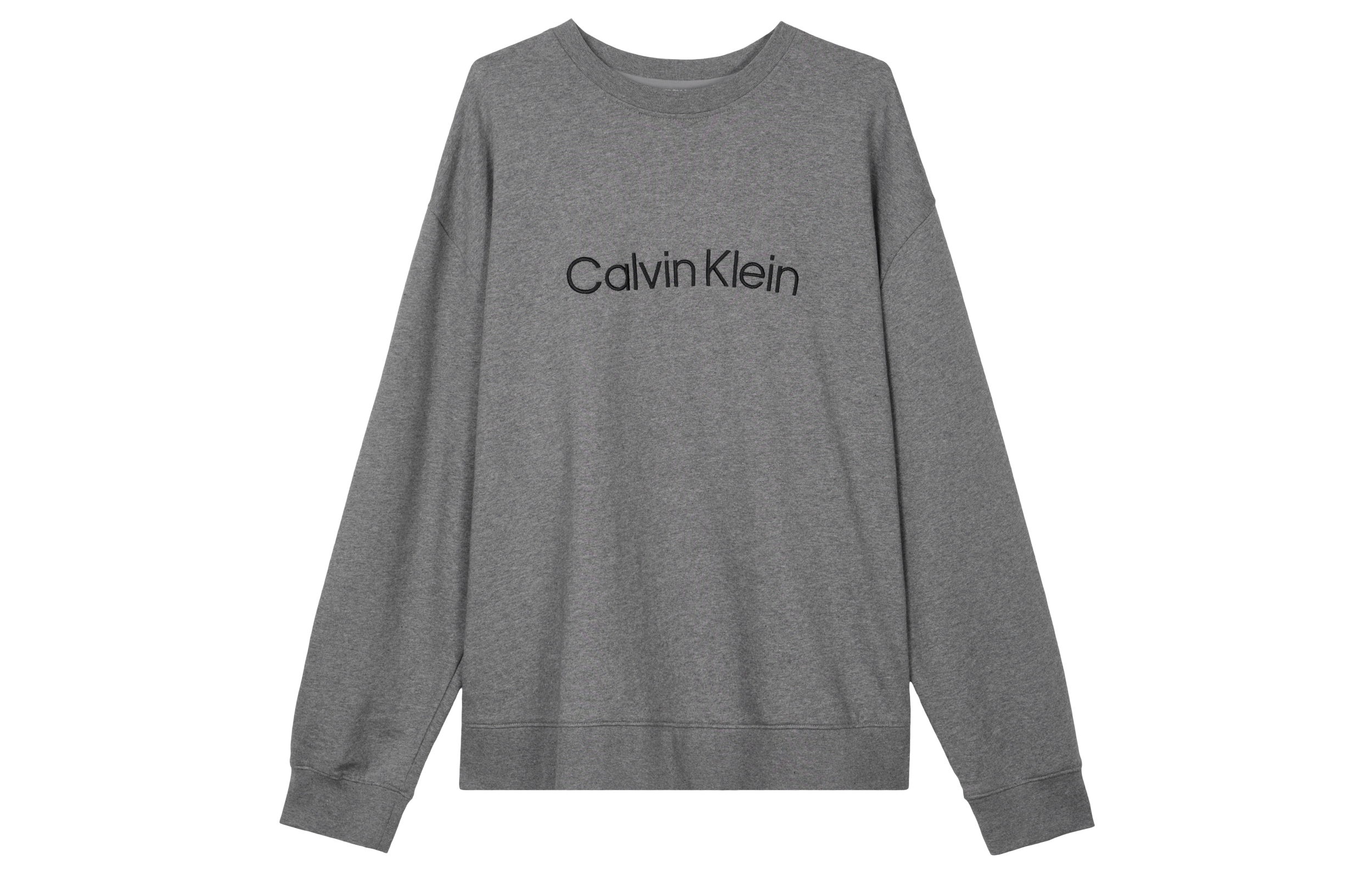 Calvin Klein Gray Terry Crewneck Logo Print Long-Sleeve Sweatshirt 40HM230-031