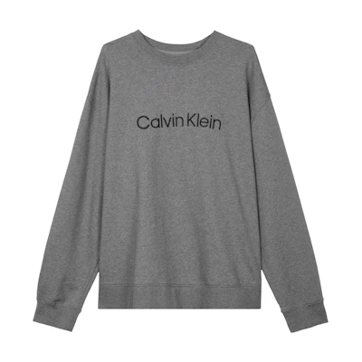 Calvin Klein Gray Terry Crewneck Logo Print Long-Sleeve Sweatshirt 40HM230-031