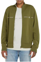 Calvin Klein Green Letter Print Zip-Up Jacket with Stand Collar J30J325493-L9N Calvin Klein Green Letter Print Zip-Up Jacket with Stand Collar J30J325493-L9N