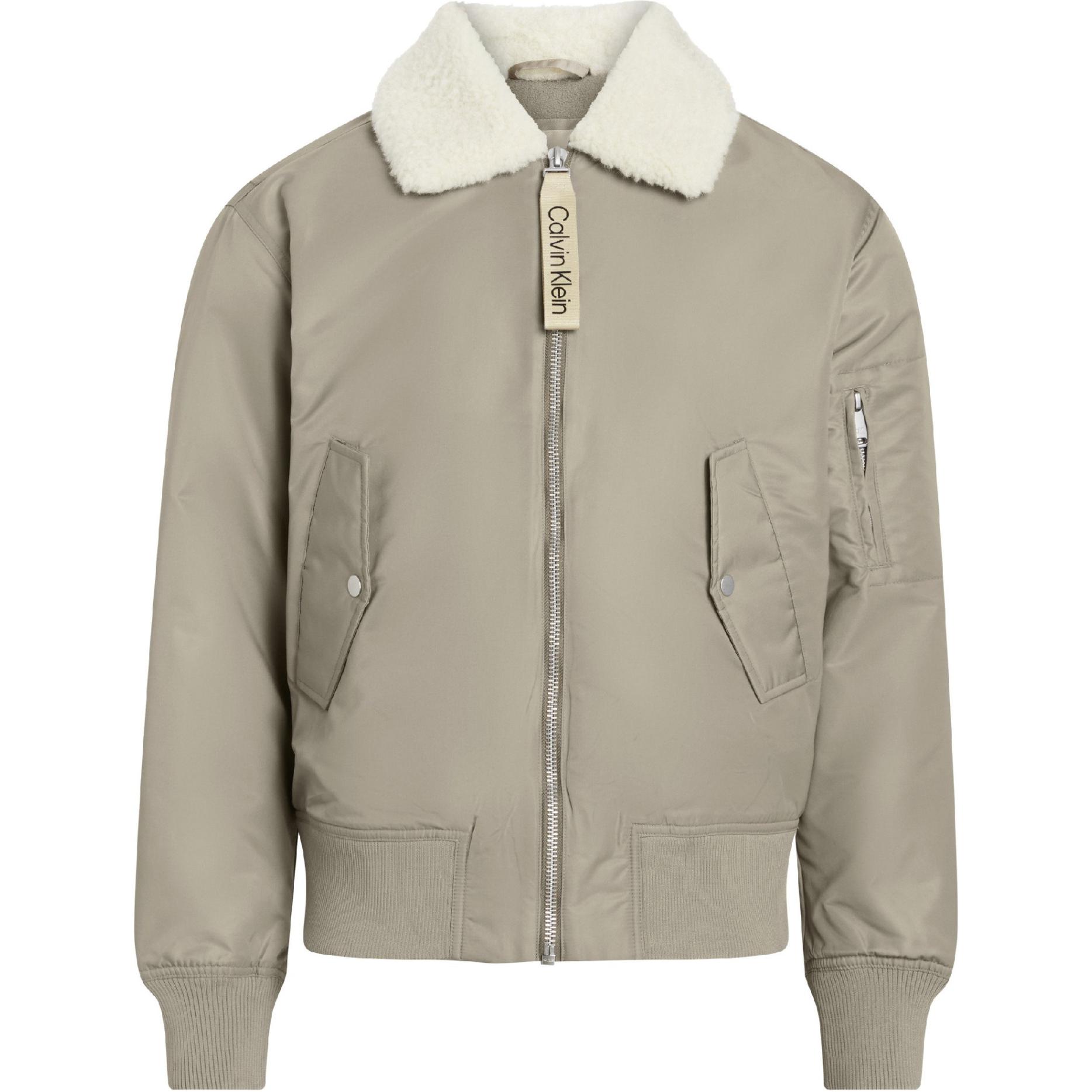 Calvin Klein Green Logo Zip-Up Collared Jacket J30J326108-PAV