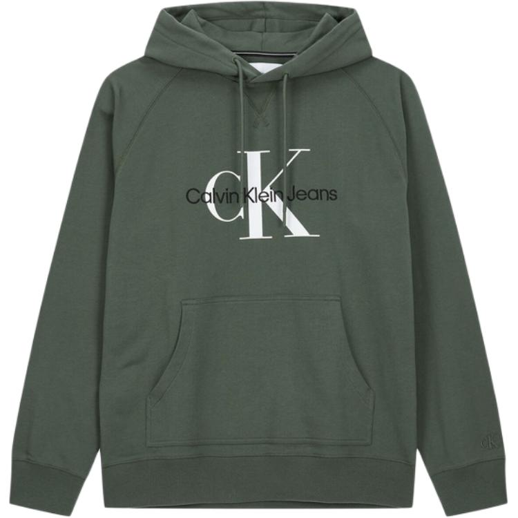 Calvin Klein Green Monogram Logo Print Hoodie Long Sleeve Sweatshirt J325245-LLP
