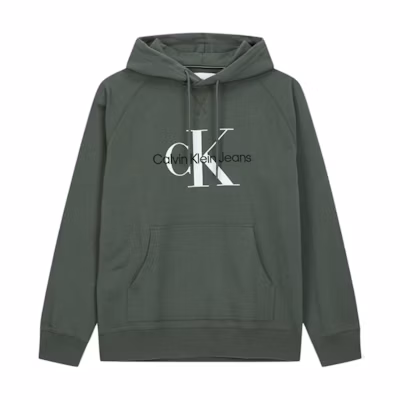 Calvin Klein Green Monogram Logo Print Hoodie Long Sleeve Sweatshirt J325245-LLP