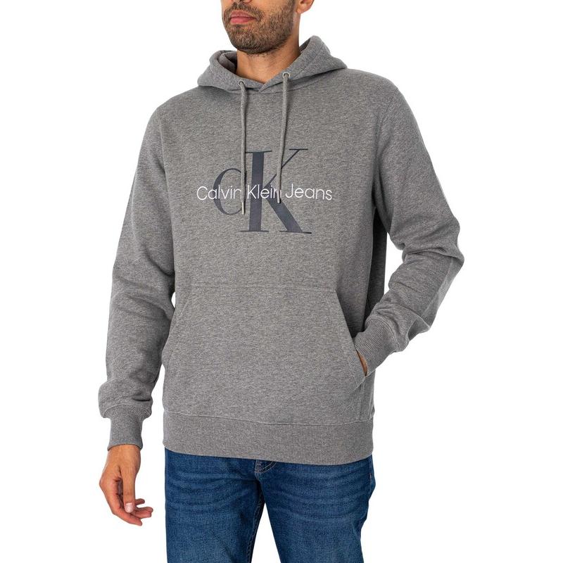 Shop Calvin Klein 灰色連帽上衣 字母Logo設計套頭款 J30J320805-P41
