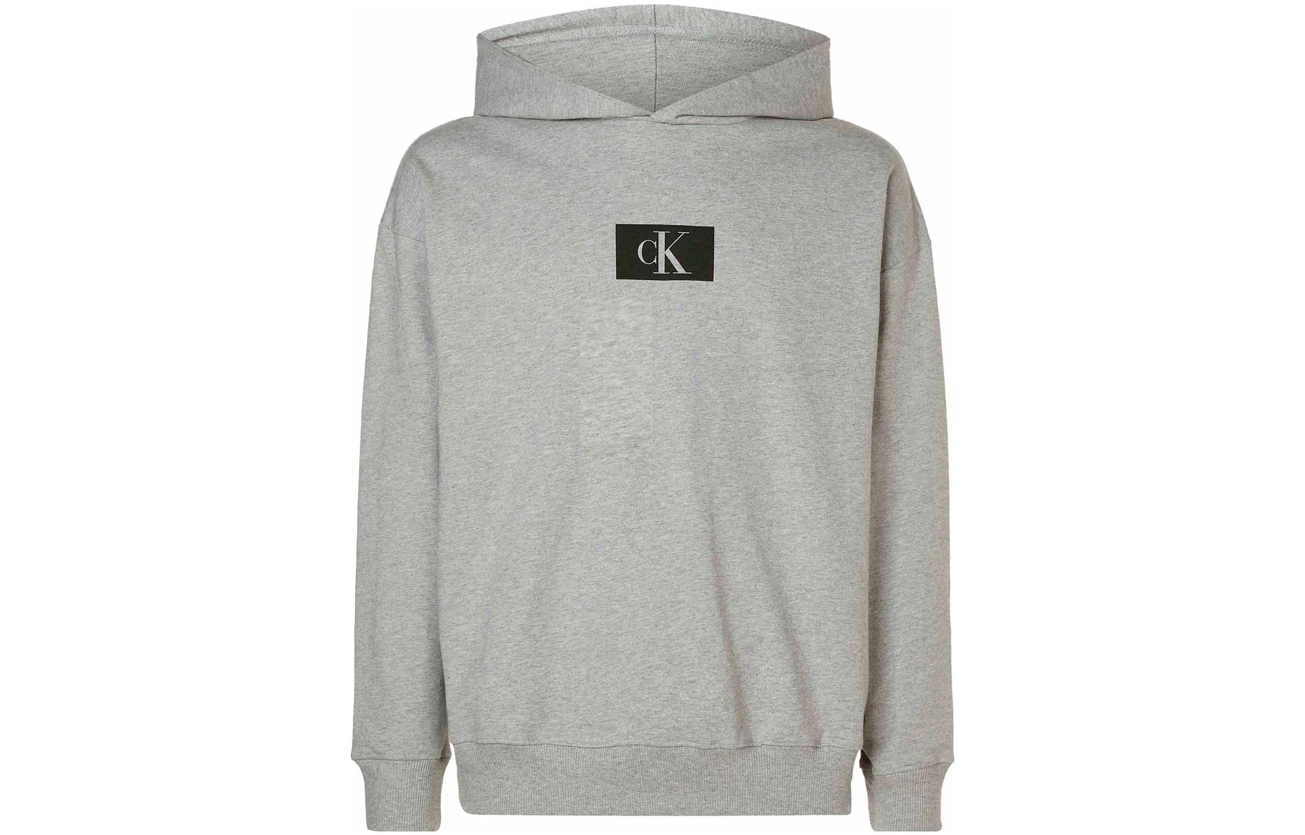 Calvin Klein Grey Hoodie with Solid Color and Letter Print Design NM2416E-P7A