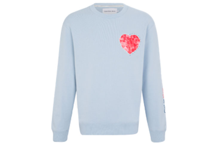 Calvin Klein Heart Embroidery Print Crewneck Sweatshirt Unisex Blue J400125-C1U