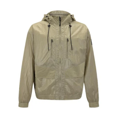 Calvin Klein Hooded Lightweight Plaid Jacket with Minimalist Patch Design J321574-RB8