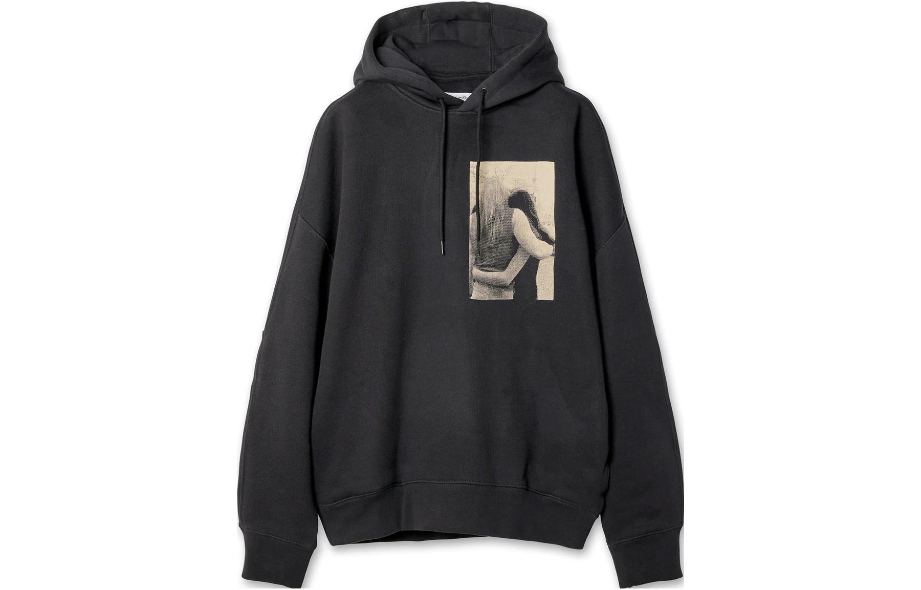 Calvin Klein Hoodie Black with Graphic Logo Print and Portrait Design 40727ST-13