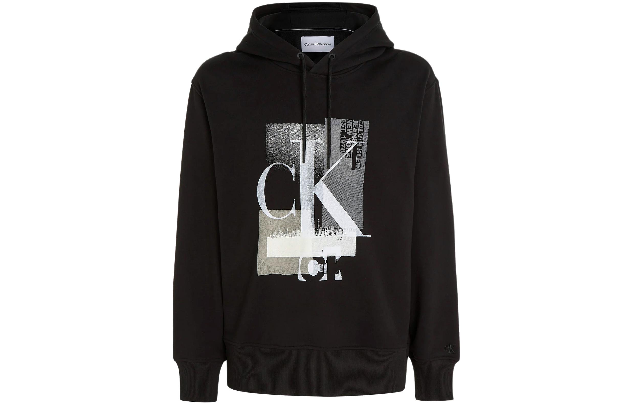 Calvin Klein Hoodie Black with Letter Logo Print J30J324310-BEH